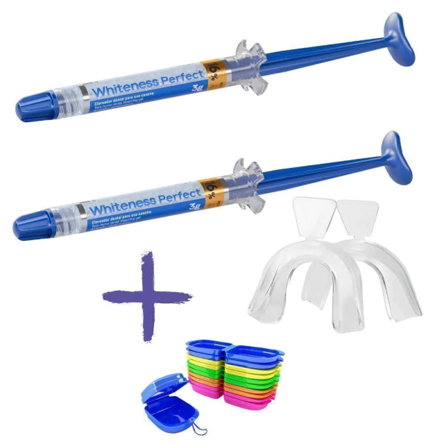 Clareador Dental Whiteness Perfect 16% - 2 Un + 1 Par de Moldeiras