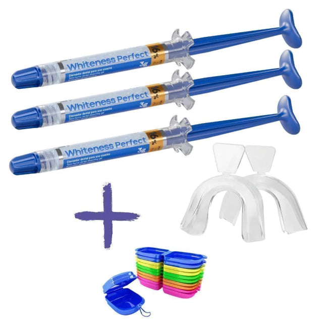 Clareador Dental Whiteness Perfect 16% - 3 Un + 1 Par de Moldeiras
