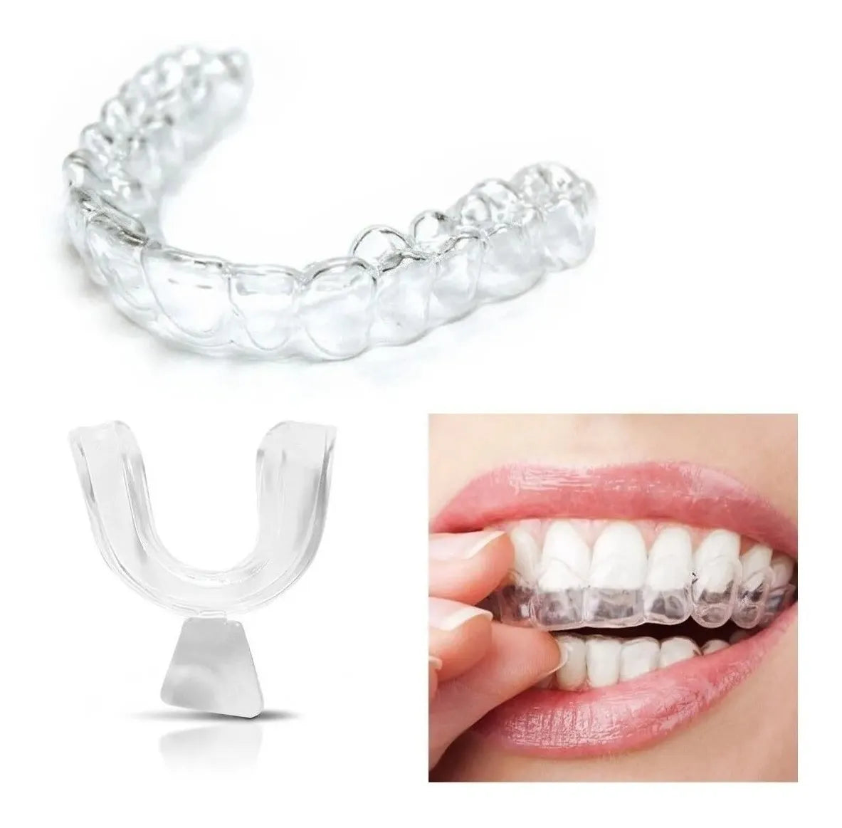 Moldeira Termomoldável 1 Par P/ Clareamento Dental Clareador + Brinde