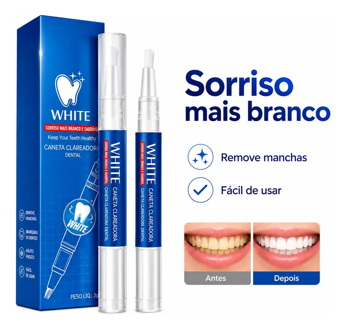 Caneta Para Clareamento Dental Removedor Manchas - FlashPen