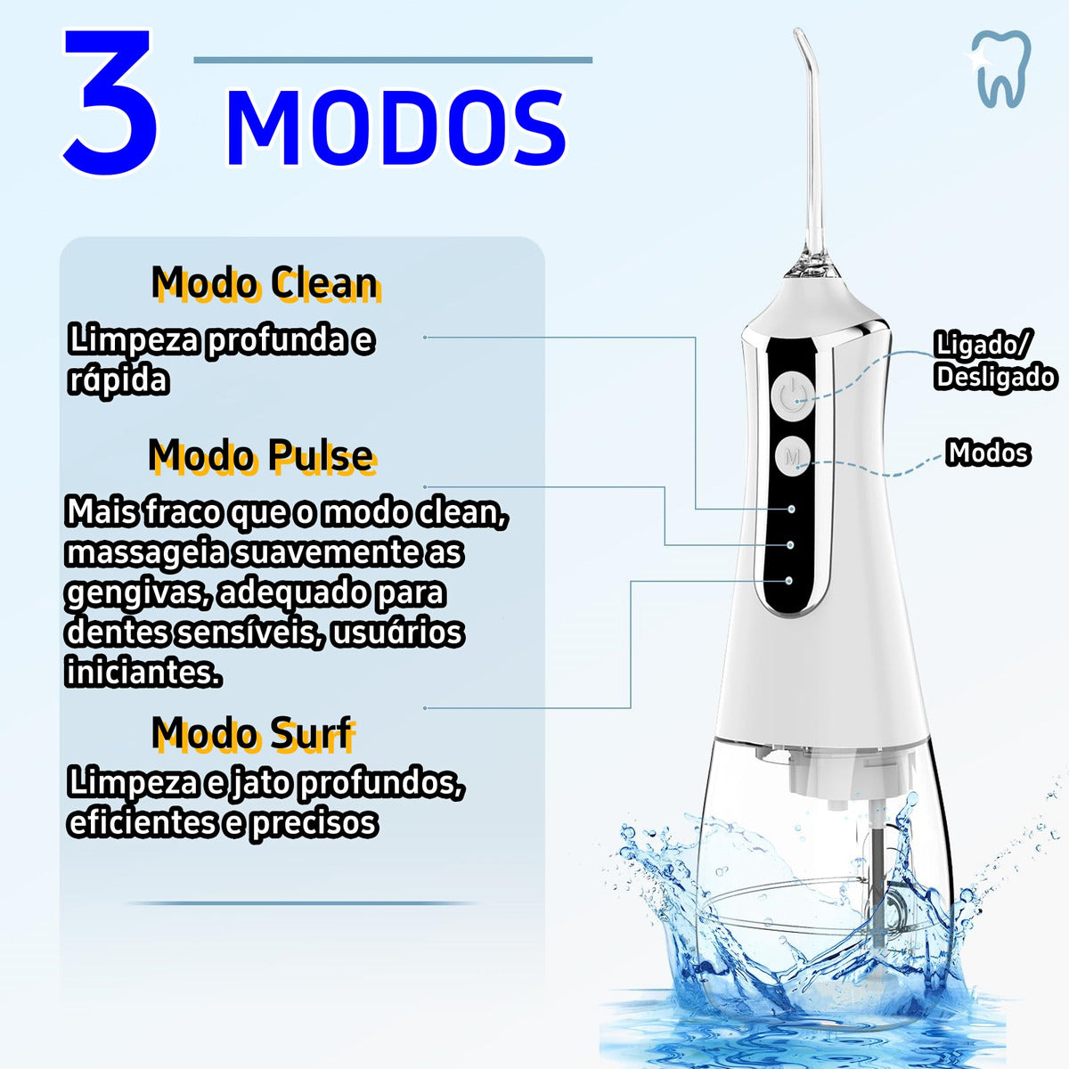 Irrigador Oral Portátil Limpeza Bucal - FlashJet Pro