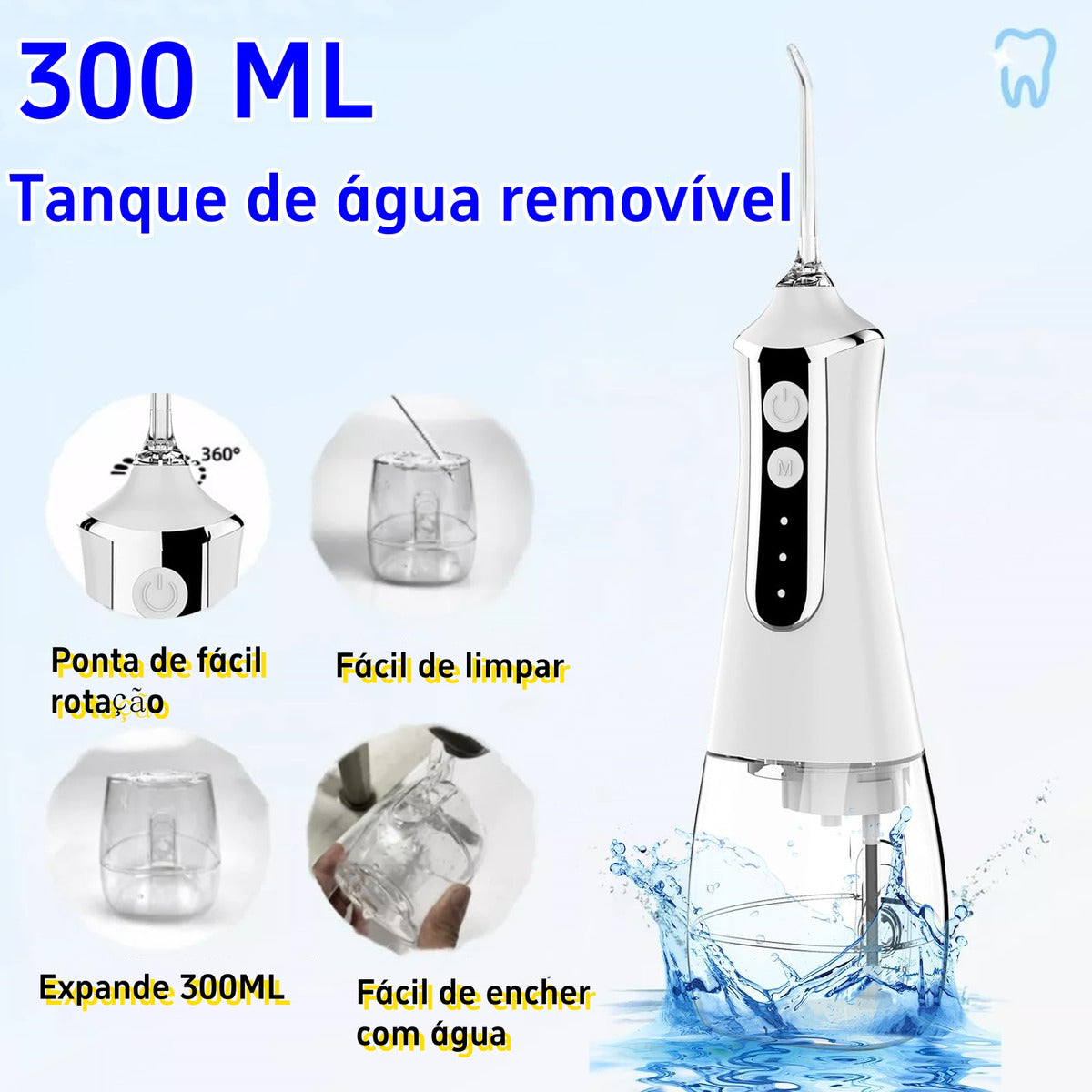 Irrigador Oral Portátil Limpeza Bucal - FlashJet Pro