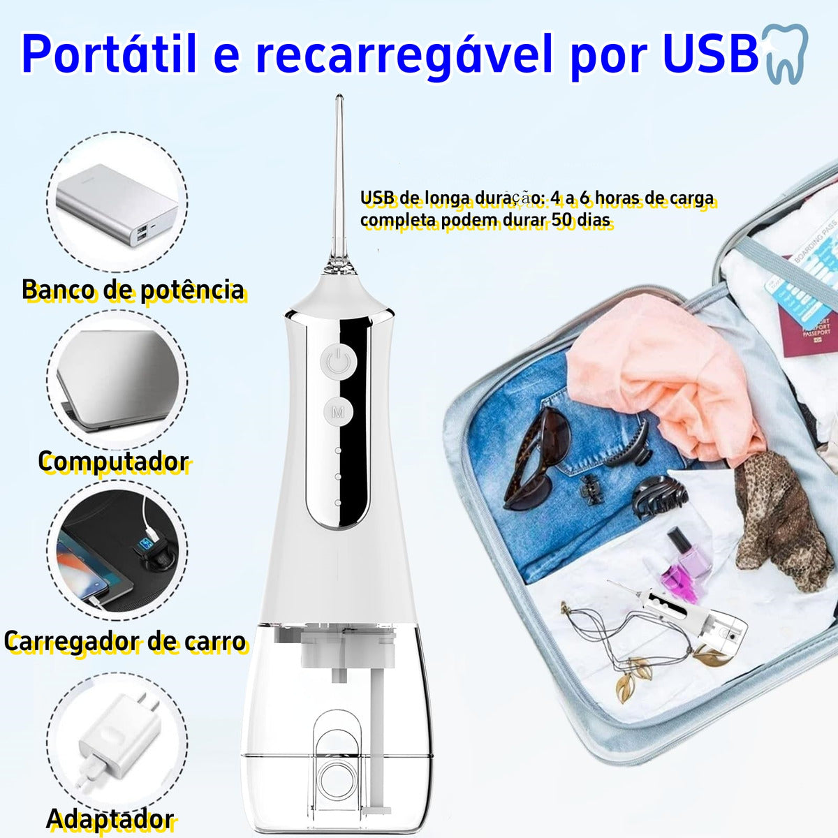 Irrigador Oral Portátil Limpeza Bucal - FlashJet Pro