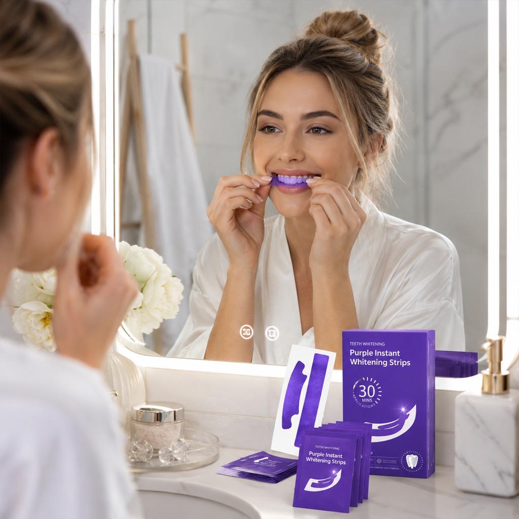 Fita Clareadora Dental Roxa 14 unidades - FlashPurple