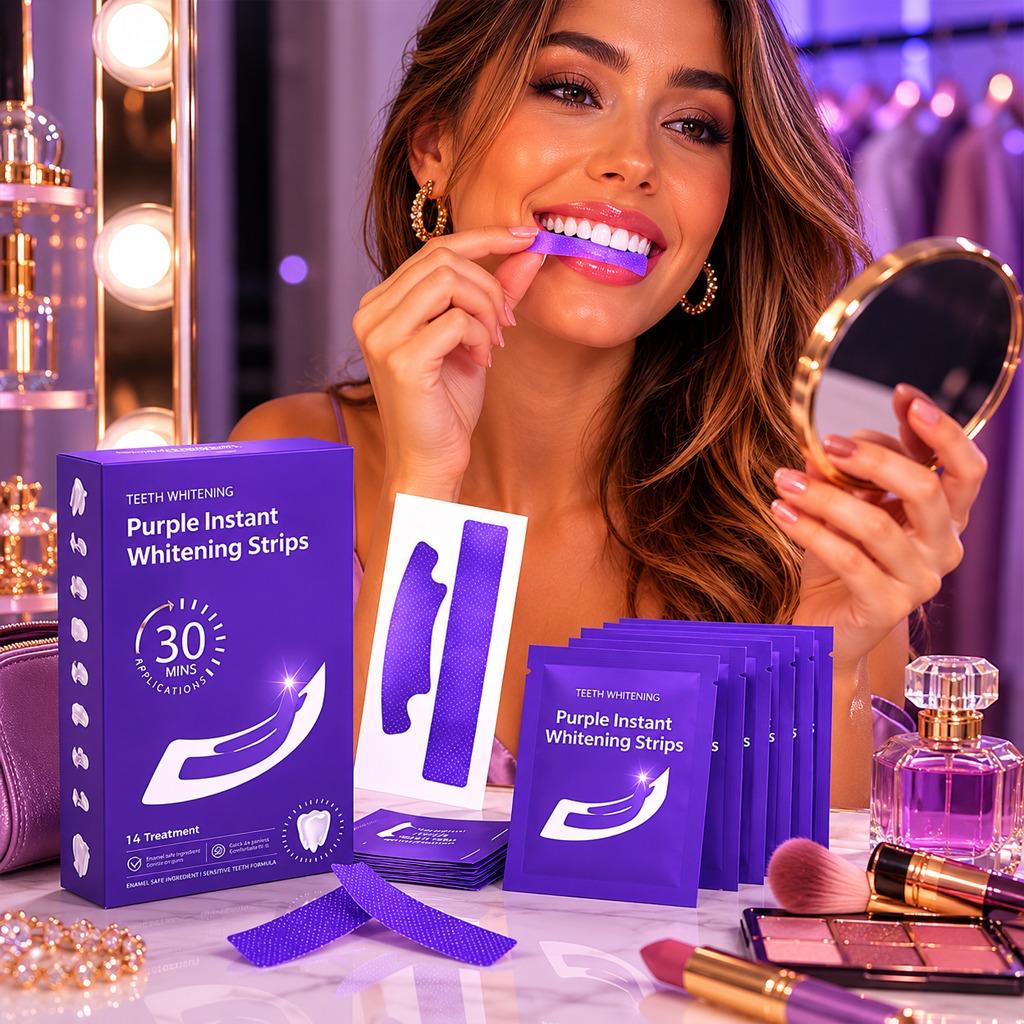 Fita Clareadora Dental Roxa 14 unidades - FlashPurple