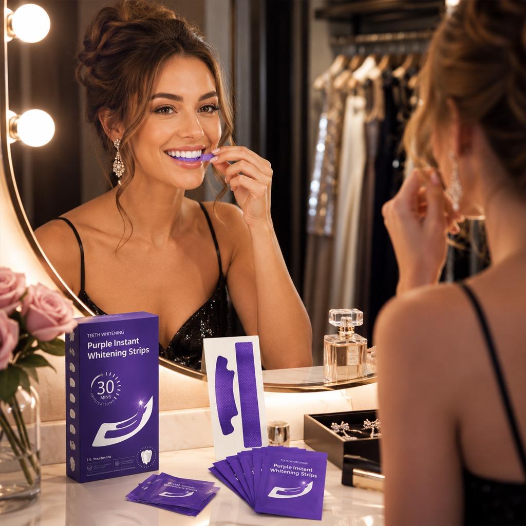 Fita Clareadora Dental Roxa 14 unidades - FlashPurple