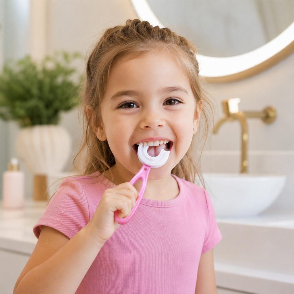 Escova de Dentes Infantil Formato U 360° - 2 A 12 Anos