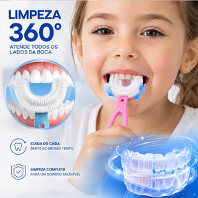 Escova de Dentes Infantil Formato U 360° - 2 A 12 Anos