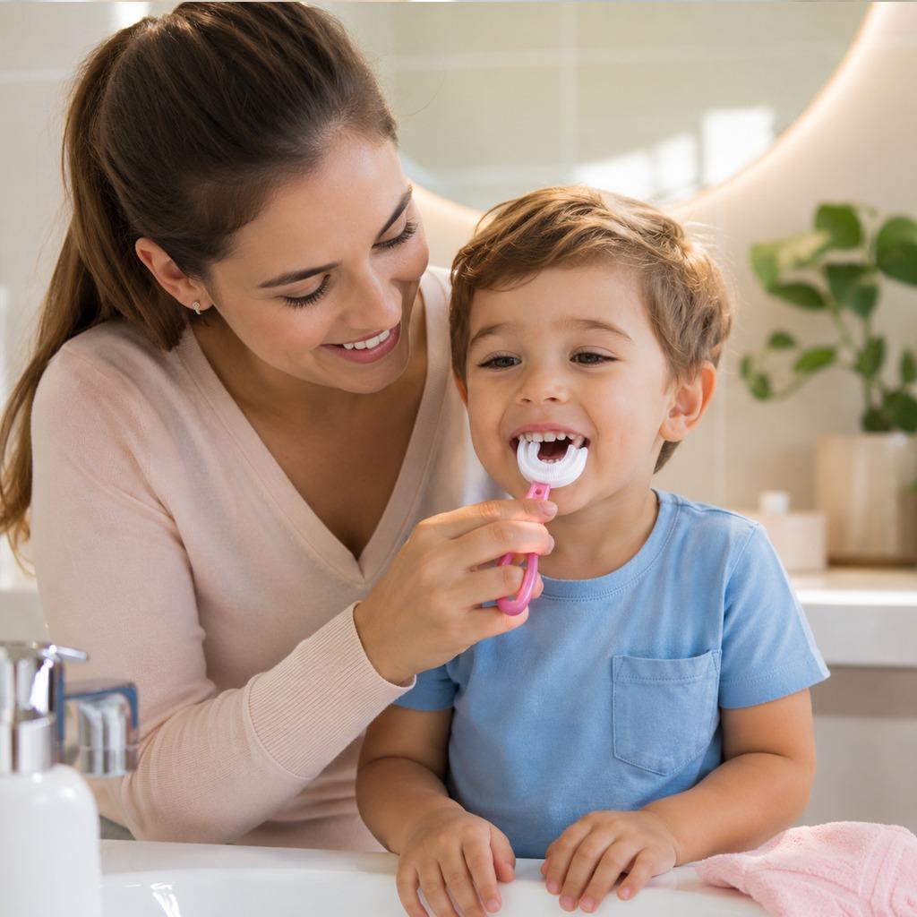 Escova de Dentes Infantil Formato U 360° - 2 A 12 Anos