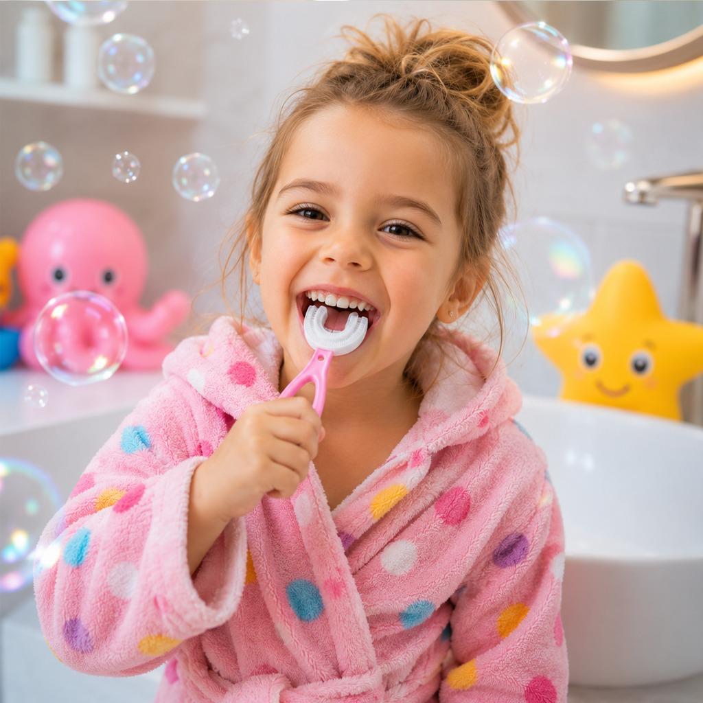 Escova de Dentes Infantil Formato U 360° - 2 A 12 Anos