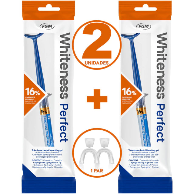Clareador Dental Whiteness Perfect 16% - 2 Un + 1 Par de Moldeiras