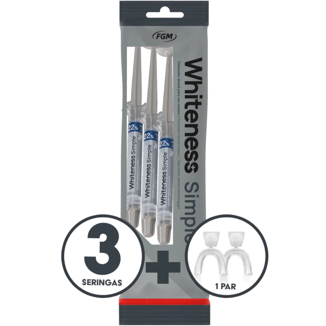 Clareador Dental Whiteness Simple 22% - 3 Un + 1 Par de Moldeiras